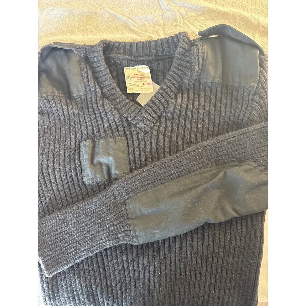 Brigade Quartermasters Vintage Wool Sweater Mens 44 Black Military Pullover